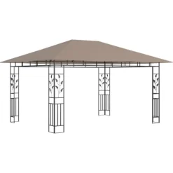 vidaXL Paviljong med myggnät 4x3x2,73 m taupe 180 g/m²