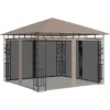 Clearance Paviljong med myggnät 3x3x2,73 m taupe 180 g/m² Tält & Lusthus