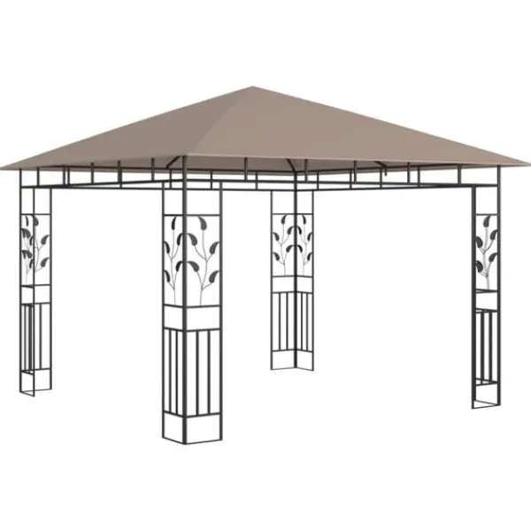 Clearance Paviljong med myggnät 3x3x2,73 m taupe 180 g/m² Tält & Lusthus