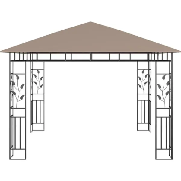 Clearance Paviljong med myggnät 3x3x2,73 m taupe 180 g/m² Tält & Lusthus