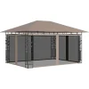 New Paviljong med myggnät 4x3x2,73 m taupe 180 g/m² Tält & Lusthus