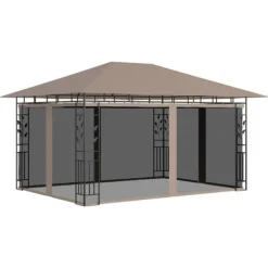 New Paviljong med myggnät 4x3x2,73 m taupe 180 g/m² Tält & Lusthus