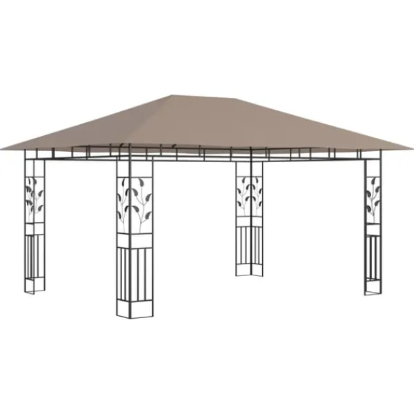 New Paviljong med myggnät 4x3x2,73 m taupe 180 g/m² Tält & Lusthus