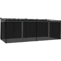 Clearance Paviljong med nätväggar - Rostbeständig Stålram | Färg: Antracit | Storlek: 6x3 m Valvbågar, Spaljéer, Bersåer & Pergolor