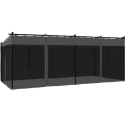 Clearance Paviljong med nätväggar - Rostbeständig Stålram | Färg: Antracit | Storlek: 6x3 m Valvbågar, Spaljéer, Bersåer & Pergolor
