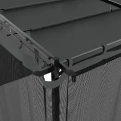 Clearance Paviljong med nätväggar - Rostbeständig Stålram | Färg: Antracit | Storlek: 6x3 m Valvbågar, Spaljéer, Bersåer & Pergolor