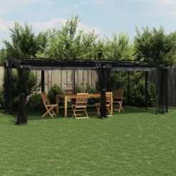 vidaXL Paviljong med nätväggar antracit 6x3 m stål