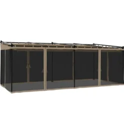 vidaXL Paviljong med nätväggar taupe 6x3 m stål