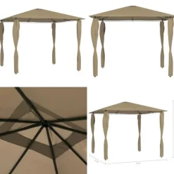 Paviljong med stolpar 3x3x2,6 m taupe 160 g/m² - Paviljong - Paviljonger - Home & Living Tält & Lusthus