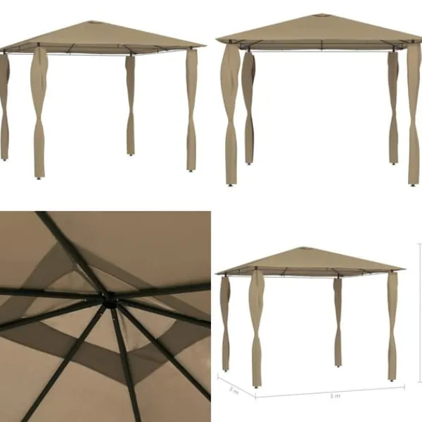 Paviljong med stolpar 3x3x2,6 m taupe 160 g/m² - Paviljong - Paviljonger - Home & Living Tält & Lusthus