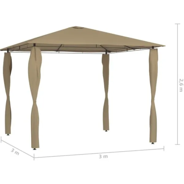 Paviljong med stolpar 3x3x2,6 m taupe 160 g/m² - Paviljong - Paviljonger - Home & Living Tält & Lusthus