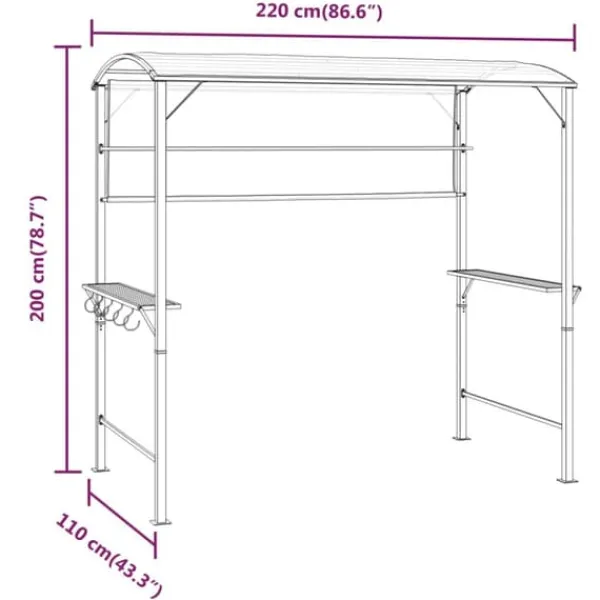 Paviljong med tak för utomhusevenemang - Robust och vattentålig | Färg: Antracit | Storlek: 220x110x200 cm