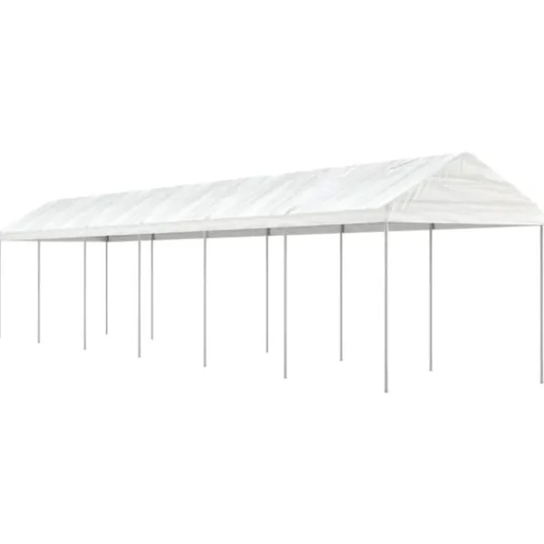 Clearance Paviljong med tak vit 13,38x2,28x2,69 m polyeten Tält & Lusthus