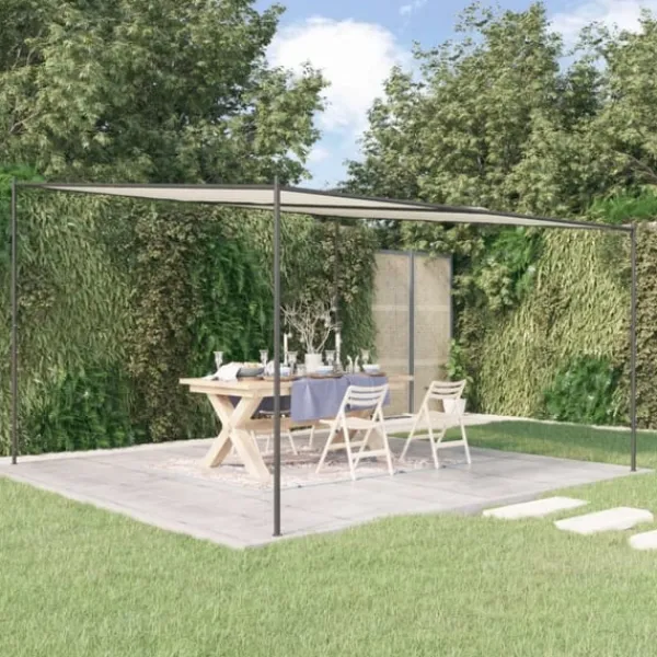 Outlet Paviljong vit 4x4 m 180 g/m² tyg och stål Valvbågar, Spaljéer, Bersåer & Pergolor