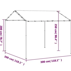 Discount Paviljong 3x3 m i antracit med stålram och polyester | Färg: Antracit | Storlek: 3x3 m Tält & Lusthus