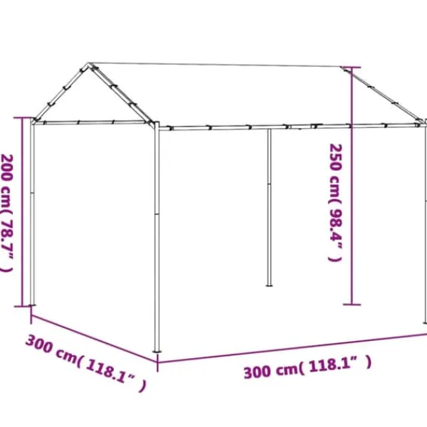 Discount Paviljong 3x3 m i antracit med stålram och polyester | Färg: Antracit | Storlek: 3x3 m Tält & Lusthus