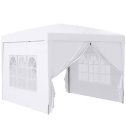 Sale Paviljong 3x3 m med 4 sidoväggar & fönster, UV-skydd, stål/oxford, väska, vit Tält & Lusthus