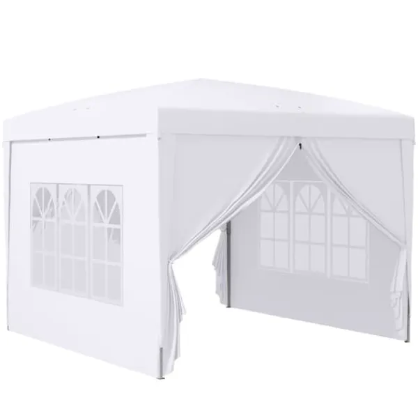 Sale Paviljong 3x3 m med 4 sidoväggar & fönster, UV-skydd, stål/oxford, väska, vit Tält & Lusthus