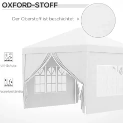 Sale Paviljong 3x3 m med 4 sidoväggar & fönster, UV-skydd, stål/oxford, väska, vit Tält & Lusthus