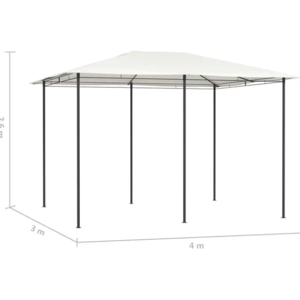 Best Paviljong 3x4 m med massiv stålkonstruktion - Utomhusskydd för fester | Färg: Gräddvit | Storlek: 3x4x2,6 m Tält & Lusthus