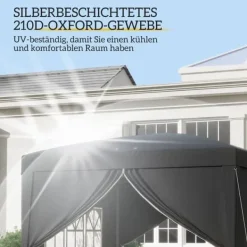 Best Paviljong 3x3 m, vattenavvisande och vintertålig pop-up UV-skydd 50+, 4 sidoväggar och väska, svart Tält & Lusthus