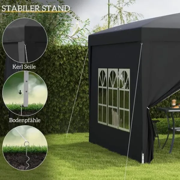 Best Paviljong 3x3 m, vattenavvisande och vintertålig pop-up UV-skydd 50+, 4 sidoväggar och väska, svart Tält & Lusthus