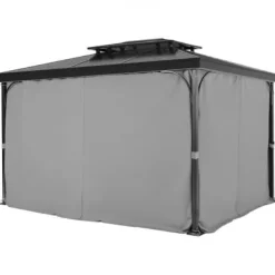 Online Paviljonggardiner, 284x284x204 cm, Grå, Vattentät Polyester Tält & Lusthus