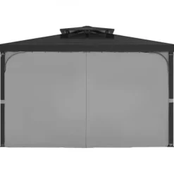 Online Paviljonggardiner, 284x284x204 cm, Grå, Vattentät Polyester Tält & Lusthus