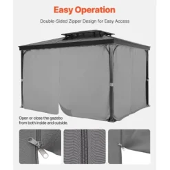 Online Paviljonggardiner, 284x284x204 cm, Grå, Vattentät Polyester Tält & Lusthus
