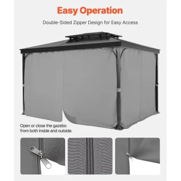 Online Paviljonggardiner, 284x284x204 cm, Grå, Vattentät Polyester Tält & Lusthus
