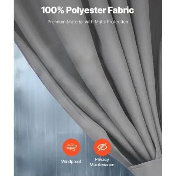 Online Paviljonggardiner, 284x284x204 cm, Grå, Vattentät Polyester Tält & Lusthus