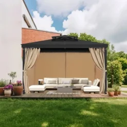 Paviljonggardiner, 340x283x203 cm, Khaki, Vattentät polyester