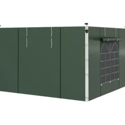 Paviljongsidor 2-pack 3x3/3x6 m, fönster & kardborre, vattentäta oxford, gröna