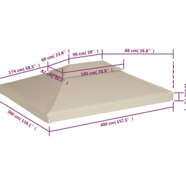 New Paviljongtak 310 g/m² vattentätt | Beige | Storlek: 3 x 4 m Tält & Lusthus