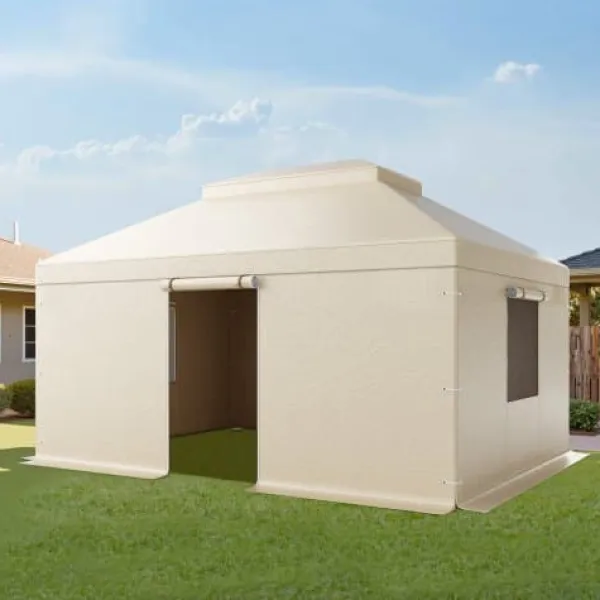 New Paviljongtak, 3,66x4,87 m, Beige, PE, Förvaring för alla väder Tält & Lusthus