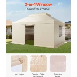New Paviljongtak, 3,66x4,87 m, Beige, PE, Förvaring för alla väder Tält & Lusthus