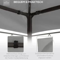 Paviljongtak 3x4 m, ersättningstak i polyester, ljusgrå, vädertåligt
