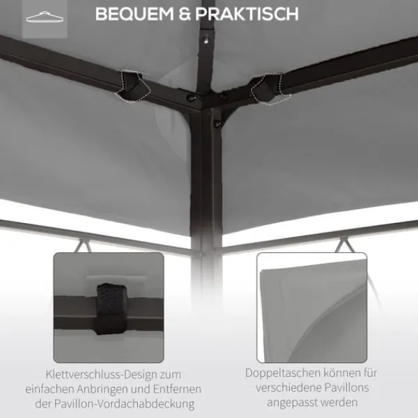 Paviljongtak 3x4 m, ersättningstak i polyester, ljusgrå, vädertåligt