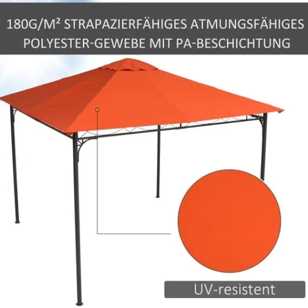 Best Paviljongtak 2,98x2,95 m, solskydd i polyester, orange Tält & Lusthus