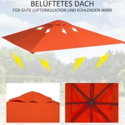 Best Paviljongtak 2,98x2,95 m, solskydd i polyester, orange Tält & Lusthus