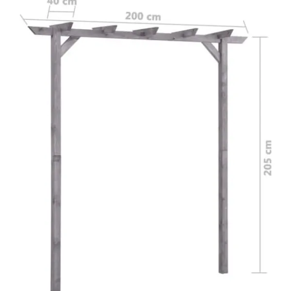 vidaXL Pergola - - Imprägnad furu - Grå - 200x40x205 cm - Motståndskraftig mot röta