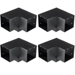 Pergola Fästesats, 3-vägs hörnfäste, 14,2x14,2 cm, Svart, Stål