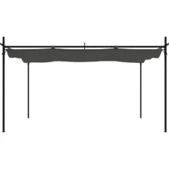 Online Pergola med infällbart tak - Utomhuspaviljong | Färg: Antracit | Storlek: 395x292x230 cm Valvbågar, Spaljéer, Bersåer & Pergolor