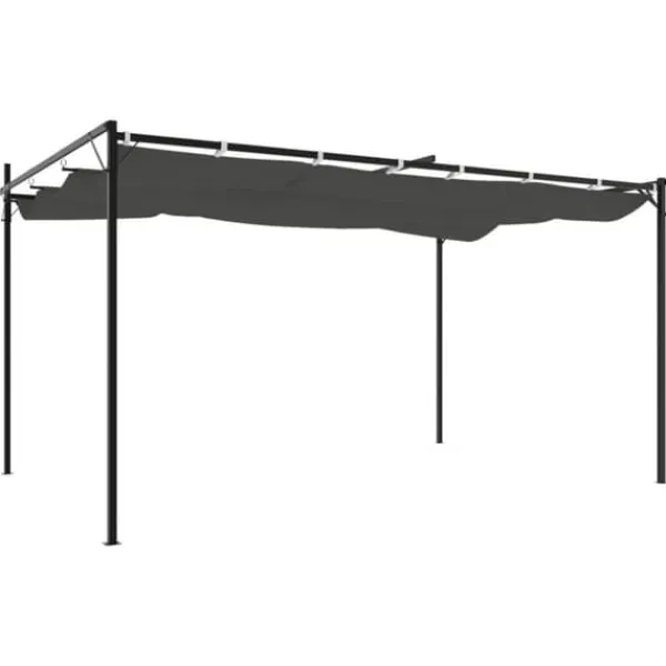 Online Pergola med infällbart tak - Utomhuspaviljong | Färg: Antracit | Storlek: 395x292x230 cm Valvbågar, Spaljéer, Bersåer & Pergolor