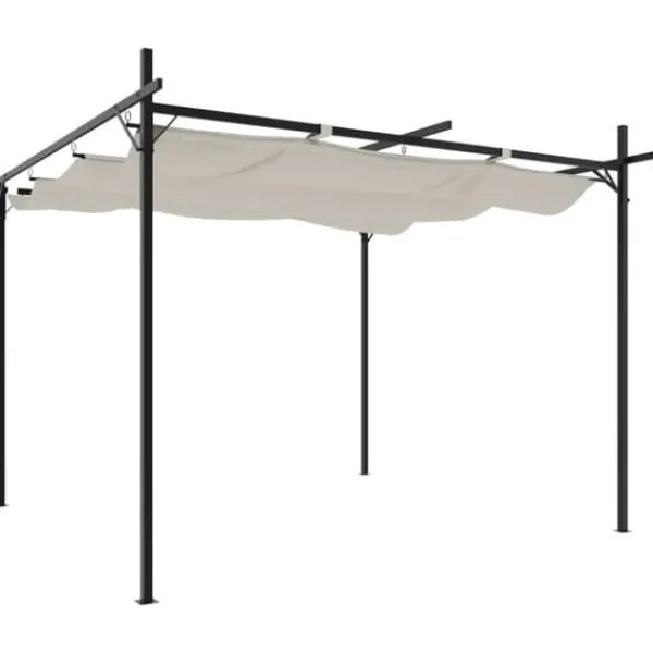 vidaXL Pergola med infällbart tak gräddvit 295x292x230 cm