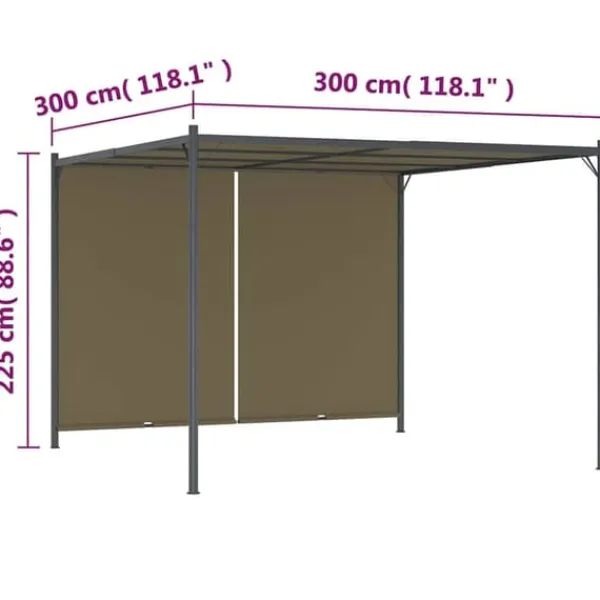 Pergola med infällbart tak 3x3 m - Justerbar utomhuslösning | Färg: Taupe | 180 g/m² Valvbågar, Spaljéer, Bersåer & Pergolor