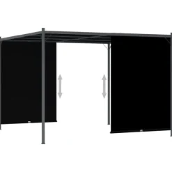 Pergola med infällbart tak 3x3 m - Justerbar skugga och skydd | Färg: Antracit | Storlek: 3x3 m