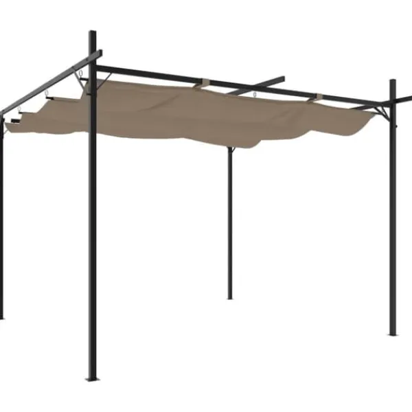 Best Pergola med infällbart tak taupe 295x292x230 cm Valvbågar, Spaljéer, Bersåer & Pergolor