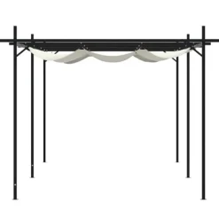 Sale Pergola med infällbart tak gräddvit 589x292x230 cm Valvbågar, Spaljéer, Bersåer & Pergolor
