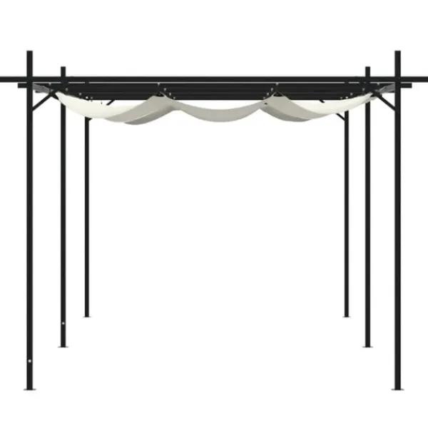 Sale Pergola med infällbart tak gräddvit 589x292x230 cm Valvbågar, Spaljéer, Bersåer & Pergolor